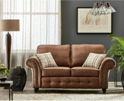 Oakland Brown Faux Leather Chesterfield 3+2 Seater Sofa - High Back Cushion Sofa For Living Rooms - thumbnail 2