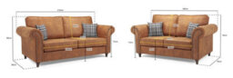 Oakland Brown Faux Leather Chesterfield 3+2 Seater Sofa - High Back Cushion Sofa For Living Rooms - thumbnail 4