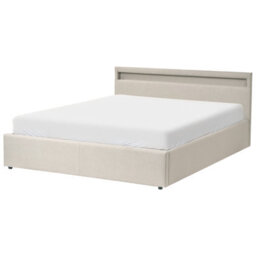 Beliani Ottoman Bed With Led Fabric Armelle 160 X 200 Cm (Eu King Size) Beige - thumbnail 5
