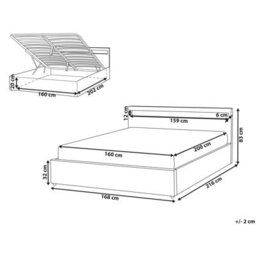 Beliani Ottoman Bed With Led Fabric Armelle 160 X 200 Cm (Eu King Size) Beige - thumbnail 3