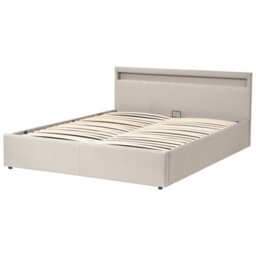 Beliani Ottoman Bed With Led Fabric Armelle 160 X 200 Cm (Eu King Size) Beige - thumbnail 6