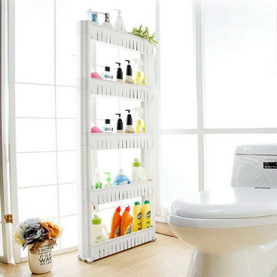 Slim Storage Trolley Cart 5 Tier Slide Out Rack For Kitchen Or Bathroom - image 1