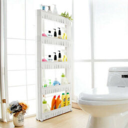 Slim Storage Trolley Cart 5 Tier Slide Out Rack For Kitchen Or Bathroom - thumbnail 1