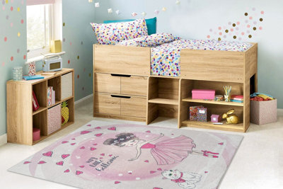 RugsX Bambino 2161Washing Carpet Ballerina, Kitty For Children Anti-Slip - Pink 160X220 Cm - image 1