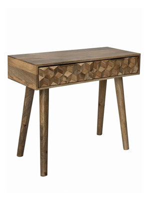 Buttercup Farm Geometric Console Table 2 Drawer - Mango Wood - L40 X W91 X H76 Cm - Light Finish - Assembly Required - image 1