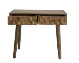 Buttercup Farm Geometric Console Table 2 Drawer - Mango Wood - L40 X W91 X H76 Cm - Light Finish - Assembly Required - thumbnail 3