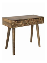 Buttercup Farm Geometric Console Table 2 Drawer - Mango Wood - L40 X W91 X H76 Cm - Light Finish - Assembly Required