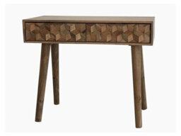 Buttercup Farm Geometric Console Table 2 Drawer - Mango Wood - L40 X W91 X H76 Cm - Light Finish - Assembly Required - thumbnail 2