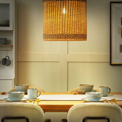 Beliani Pendant Lamp Natural Paper Rope Shade Hanging Light, W39 X H120Cm - image 1