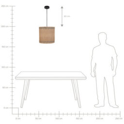 Beliani Pendant Lamp Natural Paper Rope Shade Hanging Light, W39 X H120Cm - thumbnail 8