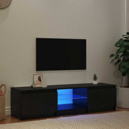 Berkfield Tv Cabinet With Led Lights - Black Oak, 140X40X35.5 Cm, Made From Engineered Wood - thumbnail 5