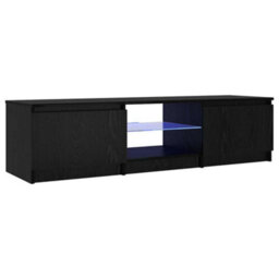 Berkfield Tv Cabinet With Led Lights - Black Oak, 140X40X35.5 Cm, Made From Engineered Wood - thumbnail 4