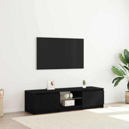 Berkfield Tv Cabinet With Led Lights - Black Oak, 140X40X35.5 Cm, Made From Engineered Wood - thumbnail 1