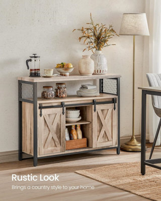 LEDREM Sideboard, Coffee Bar Cabinet, Kitchen Storage Cupboard, With 2 Sliding Barn Doors,adjustable Shelves, For Living Room - image 1