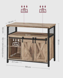 LEDREM Sideboard, Coffee Bar Cabinet, Kitchen Storage Cupboard, With 2 Sliding Barn Doors,adjustable Shelves, For Living Room - thumbnail 2