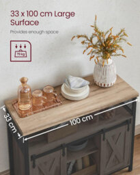 LEDREM Sideboard, Coffee Bar Cabinet, Kitchen Storage Cupboard, With 2 Sliding Barn Doors,adjustable Shelves, For Living Room - thumbnail 5