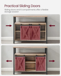 LEDREM Sideboard, Coffee Bar Cabinet, Kitchen Storage Cupboard, With 2 Sliding Barn Doors,adjustable Shelves, For Living Room - thumbnail 4