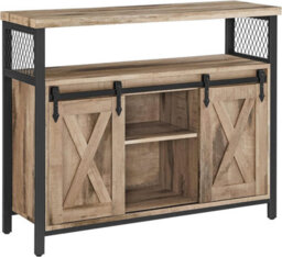 LEDREM Sideboard, Coffee Bar Cabinet, Kitchen Storage Cupboard, With 2 Sliding Barn Doors,adjustable Shelves, For Living Room - thumbnail 9