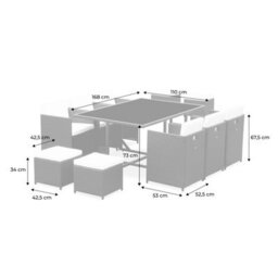 Sweeek - 6 To 10-Seater Rattan Cube Table Set With Chairs Beige 110X110X73 Cm - Vabo 10 - thumbnail 8