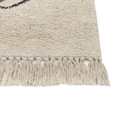 Wyld And Coco Luxnest 160 X 230 Cm Cotton Area Rug Beige With Black Minimalist Tufted Floral Pattern Fringed - thumbnail 5