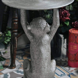 Madison & Mayfair Resin Monkey Side Table In Silver - thumbnail 3
