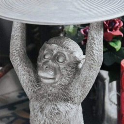 Madison & Mayfair Resin Monkey Side Table In Silver - thumbnail 2