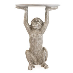 Madison & Mayfair Resin Monkey Side Table In Silver - thumbnail 4