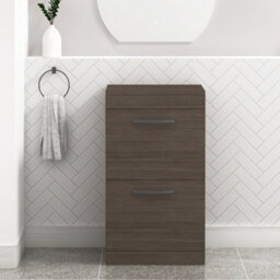 Royal Bathrooms Turin 500mm Grey Elm Floor Standing Worktop Vanity Unit - 2 Drawer With Matt Black Handle - thumbnail 1