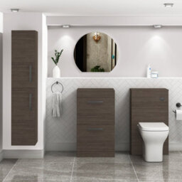 Royal Bathrooms Turin 500mm Grey Elm Floor Standing Worktop Vanity Unit - 2 Drawer With Matt Black Handle - thumbnail 2
