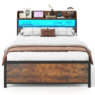 Double Bed Frame With Led Lights & Power Outlets - image 1