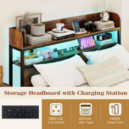 Double Bed Frame With Led Lights & Power Outlets - thumbnail 4