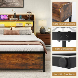 Double Bed Frame With Led Lights & Power Outlets - thumbnail 6