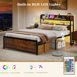 Double Bed Frame With Led Lights & Power Outlets - thumbnail 5