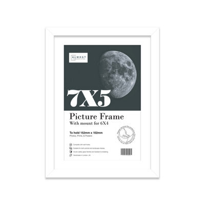 "7X5"" White Frame With Mount For 6X4"" Pictures 20mm Thin Edge Portrait And Landscape Display With Wall Hooks And Kickstand" - image 1