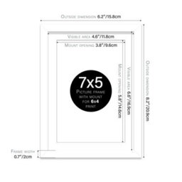 "7X5"" White Frame With Mount For 6X4"" Pictures 20mm Thin Edge Portrait And Landscape Display With Wall Hooks And Kickstand" - thumbnail 2