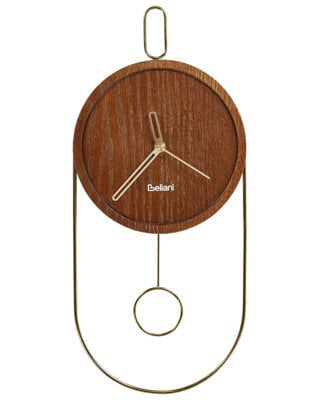 Wyld and Coco Timberline Home Dark Brown Mdf And Steel Pendulum Wall Clock 20 X 45 Cm Minimalist Retro Design - image 1