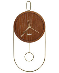 Wyld and Coco Timberline Home Dark Brown Mdf And Steel Pendulum Wall Clock 20 X 45 Cm Minimalist Retro Design - thumbnail 1