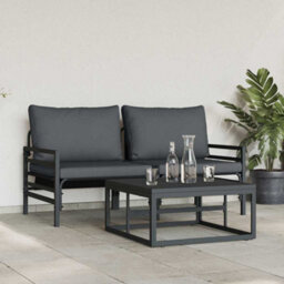Berkfield Modern Garden Sofa Set 3 Pcs Anthracite Steel - thumbnail 4