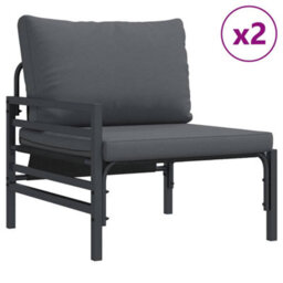 Berkfield Modern Garden Sofa Set 3 Pcs Anthracite Steel - thumbnail 3