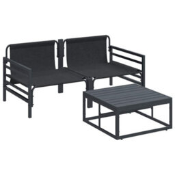 Berkfield Modern Garden Sofa Set 3 Pcs Anthracite Steel - thumbnail 6