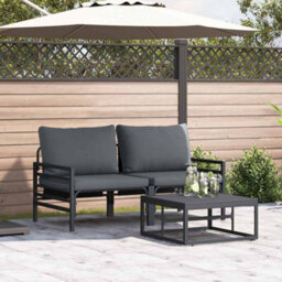 Berkfield Modern Garden Sofa Set 3 Pcs Anthracite Steel - thumbnail 2