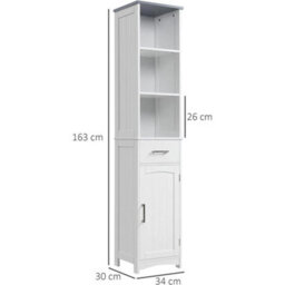 Tall Bathroom Cabinet Slim Storage Unit Narrow Floor Cupboard - thumbnail 2