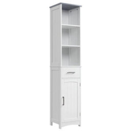 Tall Bathroom Cabinet Slim Storage Unit Narrow Floor Cupboard - thumbnail 6