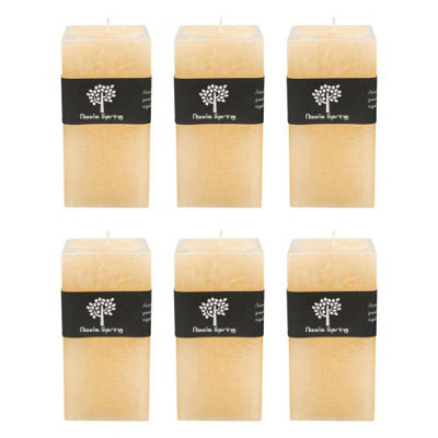 Nicola Spring Square Vanilla Pillar Candles - 90 Hours - Cream - Pack Of 6 - image 1