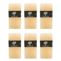 Nicola Spring Square Vanilla Pillar Candles - 90 Hours - Cream - Pack Of 6 - thumbnail 1