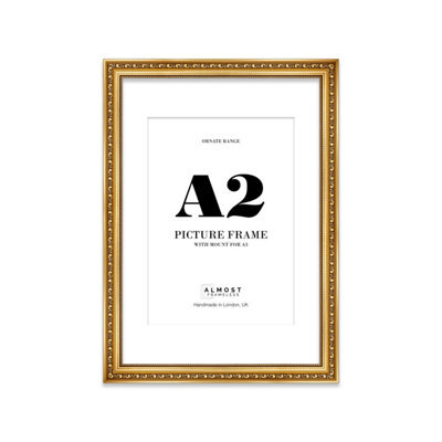 A2 Gold Ornate Picture Frame (59.4 X 42Cm) With Mount For A3 Poster, Photo, Artwork, Gallery Wall Or Print - image 1