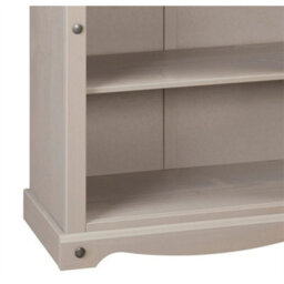 Grey Tall 5-Shelf Solid Pine Bookcase Living Room - thumbnail 3