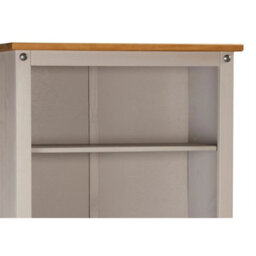 Grey Tall 5-Shelf Solid Pine Bookcase Living Room - thumbnail 2