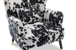 Cow Print Fabric Accent Chair With Footstool - thumbnail 5