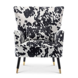 Cow Print Fabric Accent Chair With Footstool - thumbnail 3